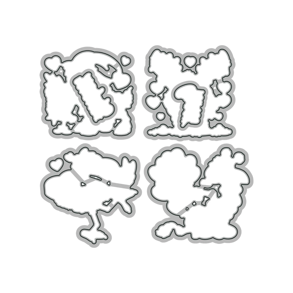 Mangocraft Cute Animal Cutting Dies Love Valentine\'s Day Clear Stamp DIY Scrapbooking Metal Dies Silicone Stamp For Cards Albums