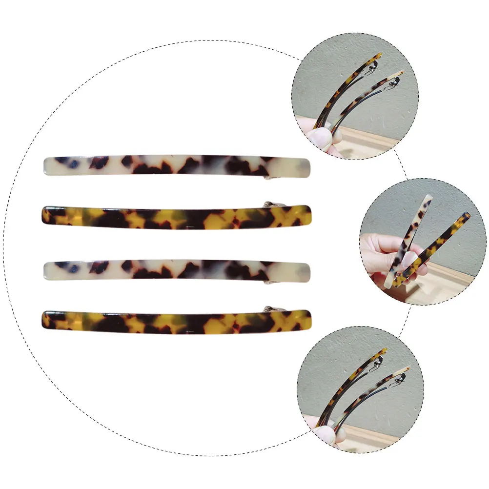 

4pcs Hair Clips for Women Spring Leopard Barrettes Acetate Stylish Durable Anti-Slip Hairpin Party Daily Wear
