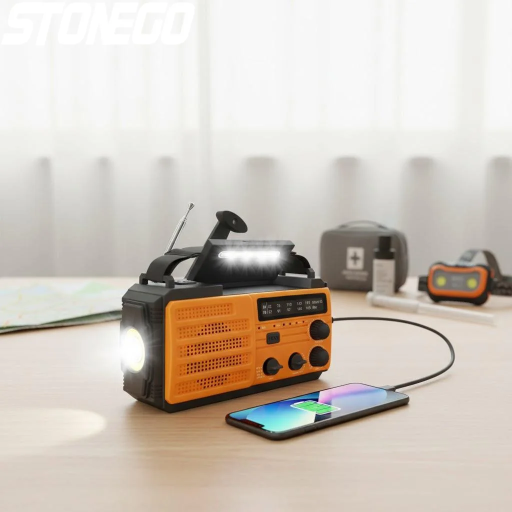 

Emergency Hand Crank Rechargeable Flashlight Solar LED Reading Light Radio Multifunctional Self Defense Security