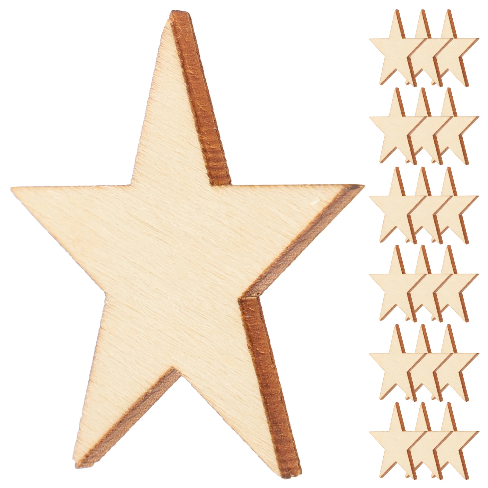 50Pcs Unfinished Wood Star Cutout Chips Wooden Pieces for Creative DIY Crafts Birthday Wedding Party Decorations Supplies