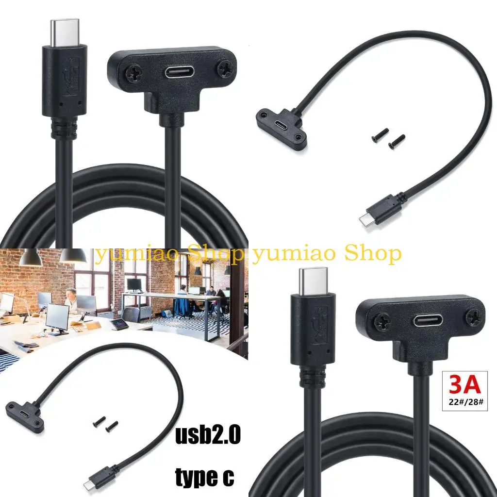 

587B Durability USB Type C Male to Female Extension Cable with Secure Panel Mount,for TYPE C Devices 480Mbps Transfer Speed
