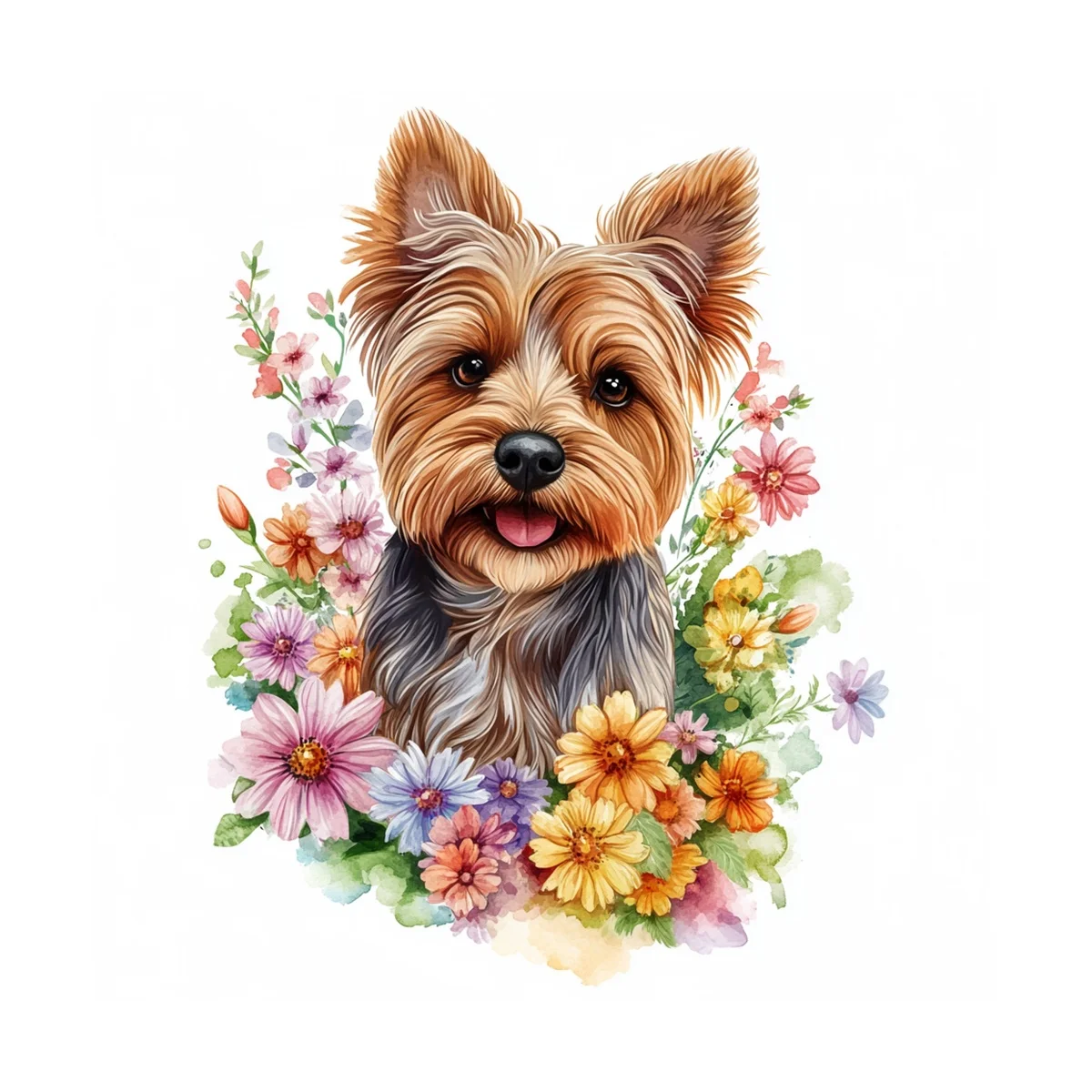 1 Stück 30x30 cm/11,8 Zoll, 11Ct/14Ct Kreuzstich-Set, DIY Valentinstagsgeschenk, Stickerei-Set für Festlichkeiten, Yorkshire Terrier Blumen – Detail 4