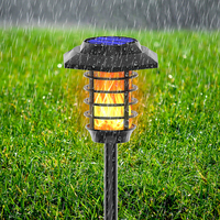 1-2PCS New Solar Flame Lamp Outdoor Garden Lamp Lawn Lamp Double Light Source LED Waterproof Landscape Decorate Ground Lamp Hot