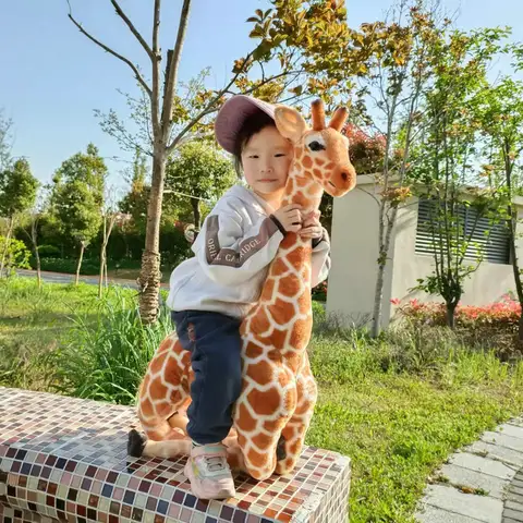 30-140cm Giant Real Picture Doll Giraffe Plush Toy Stuffed Big Deer Dolls Soft Animal Pillow Cartoon Birthday Gift Kids Baby