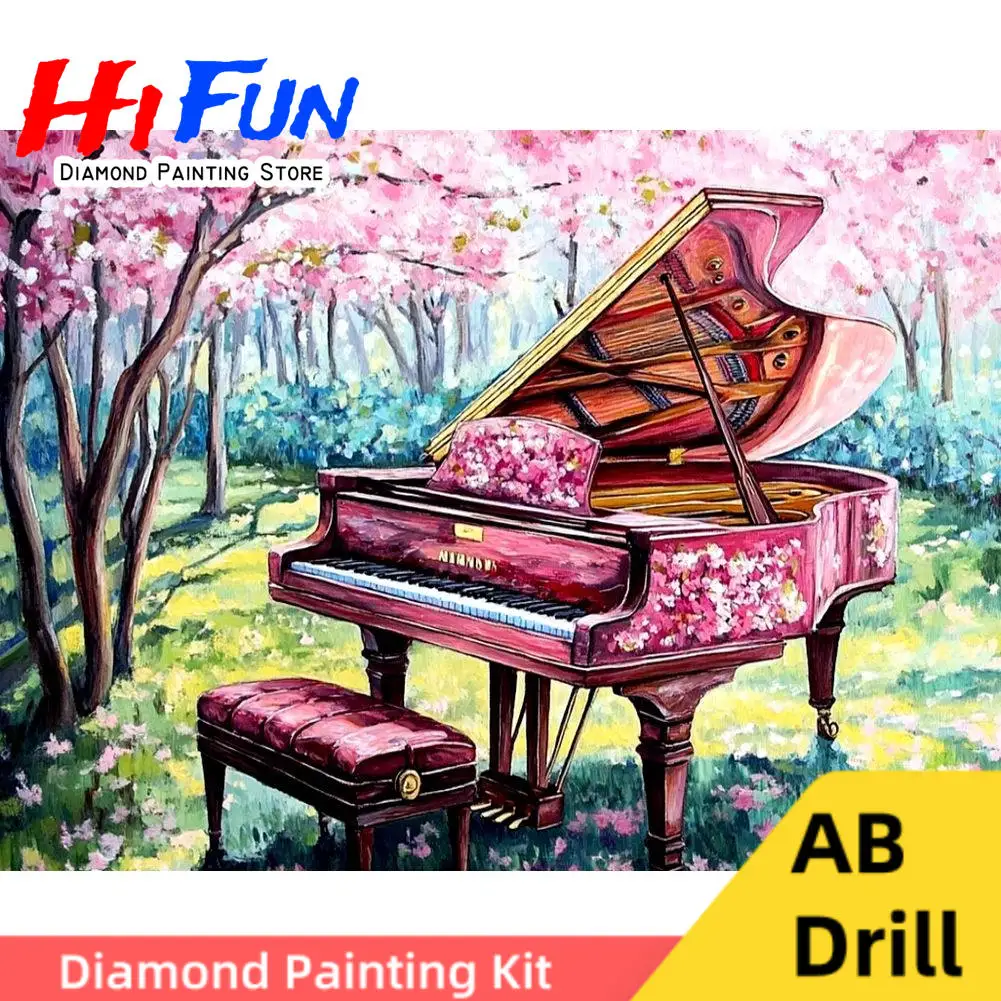 

Piano Wall Art Flower Design AB Diamond Painting Mosaic Photo Floral Music Art Embroidery Cross Stitch Handwork Wall Decor