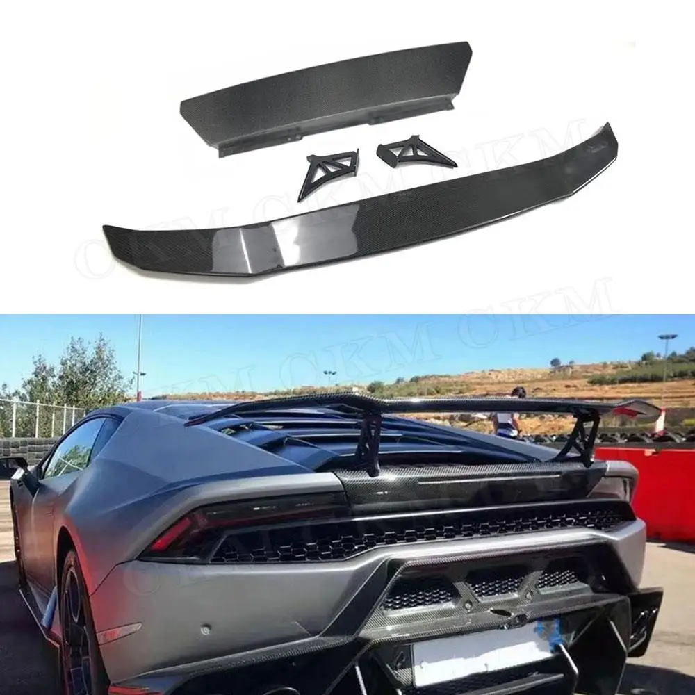 

Carbon Fiber/FRP Unpainted Black Car Rear Bumper Lip Trunk Spoiler Boot Wings For Lamborghini Huracan LP580 LP610 2014-2018