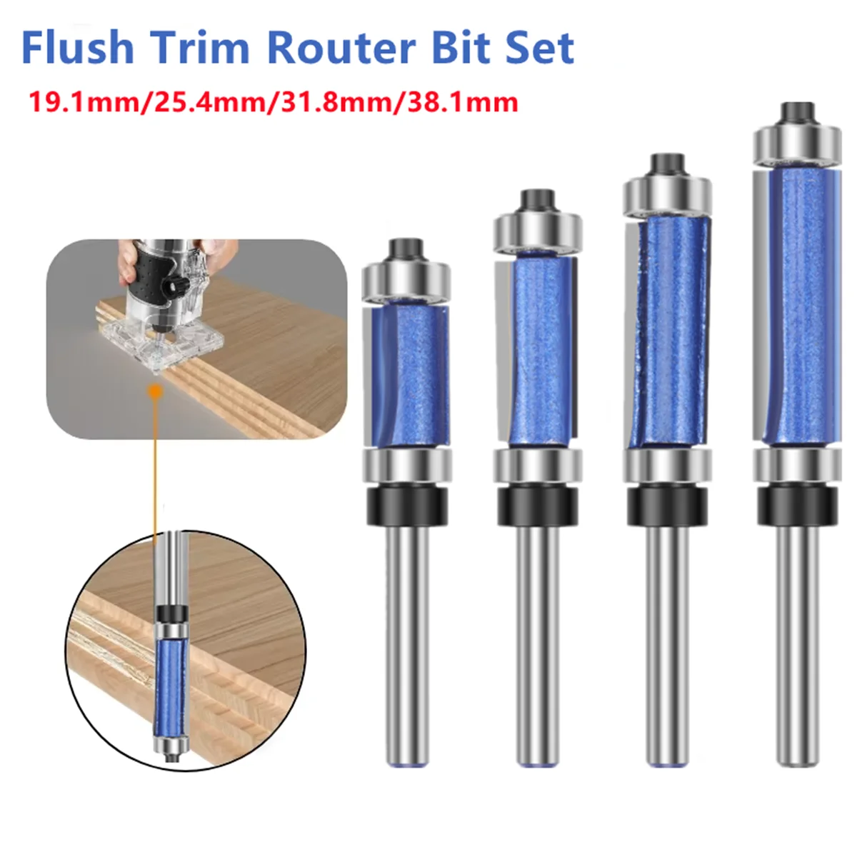 

Твердый сплав, 1/4 дюйма, 6,35 мм, хвостовик, заподлицо, универсальная износостойкая фреза с прямым вырезом для деревянного шпона, ламинированная