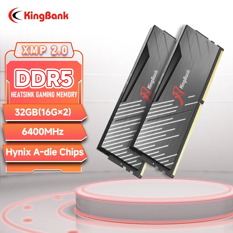

KingBank Hynix A die DDR5 Память 32 ГБ 16 ГБx2 6400 МГц Черная высокоскоростная оперативная память для компьютеров CL32 Двухканальная