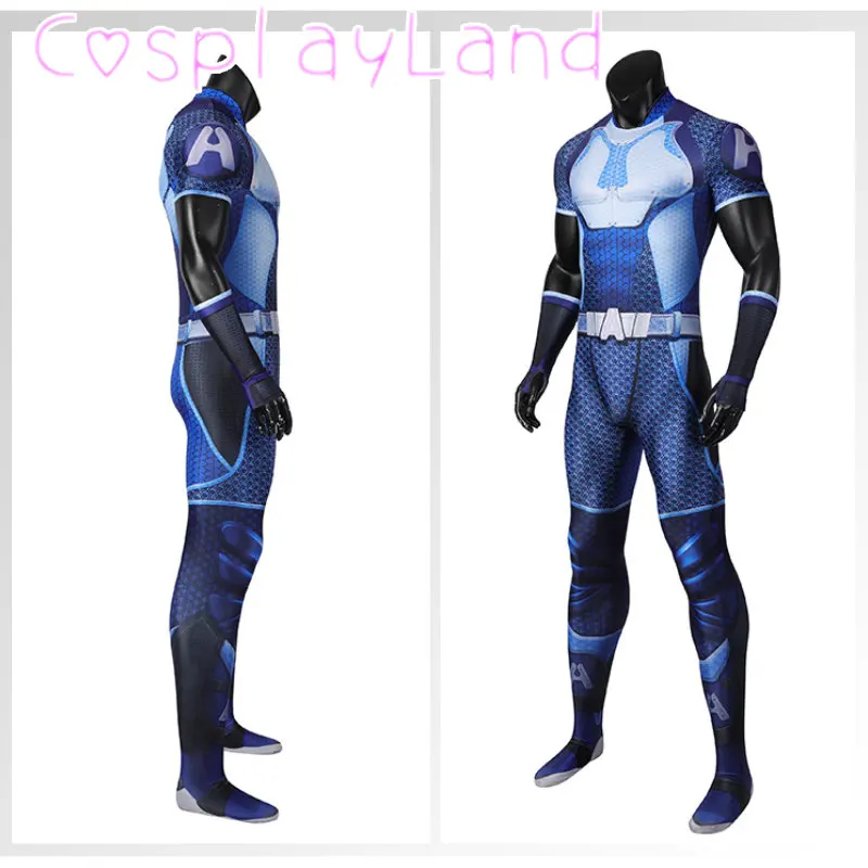 Carnival Halloween Superhero The Boys A Train Cosplay Costume Suit Adult Men Reggie Franklin Jumpsuit Blue Spandex Bodysuit