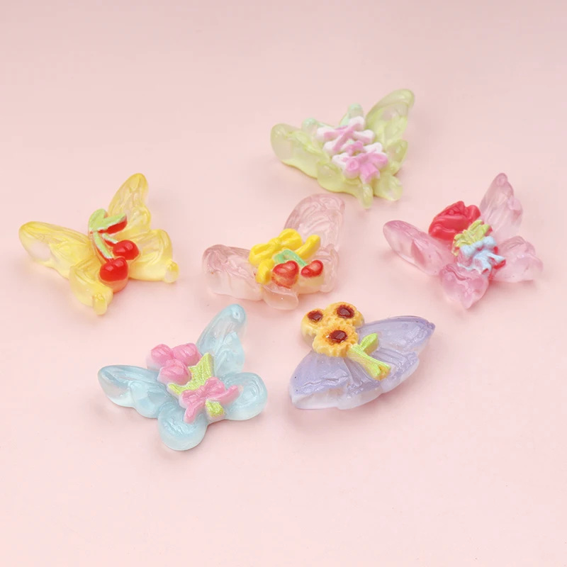 10/100pcs Flower Transparency Butterfly Miniature Flatback Resin Cabochon Hairpin Scrapbooking DIY Home Decor Craft Accessories
