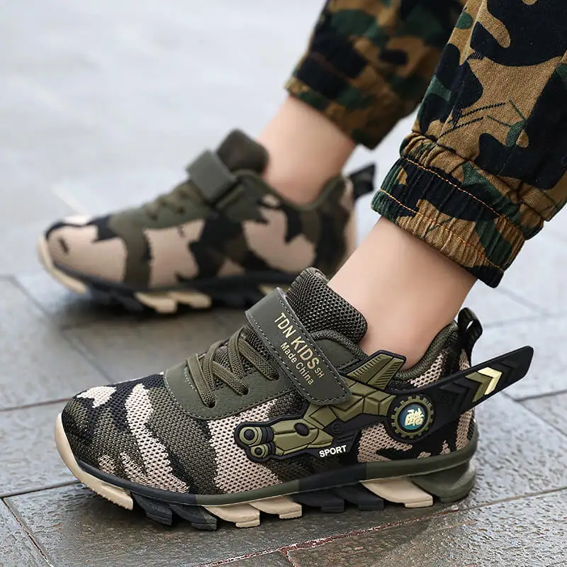 Kids Shoes Boys Sneakers 2022 New Fashion Designer Shoes Camouflage Green Children Running Casual Tennis Sports Shoes for Boys