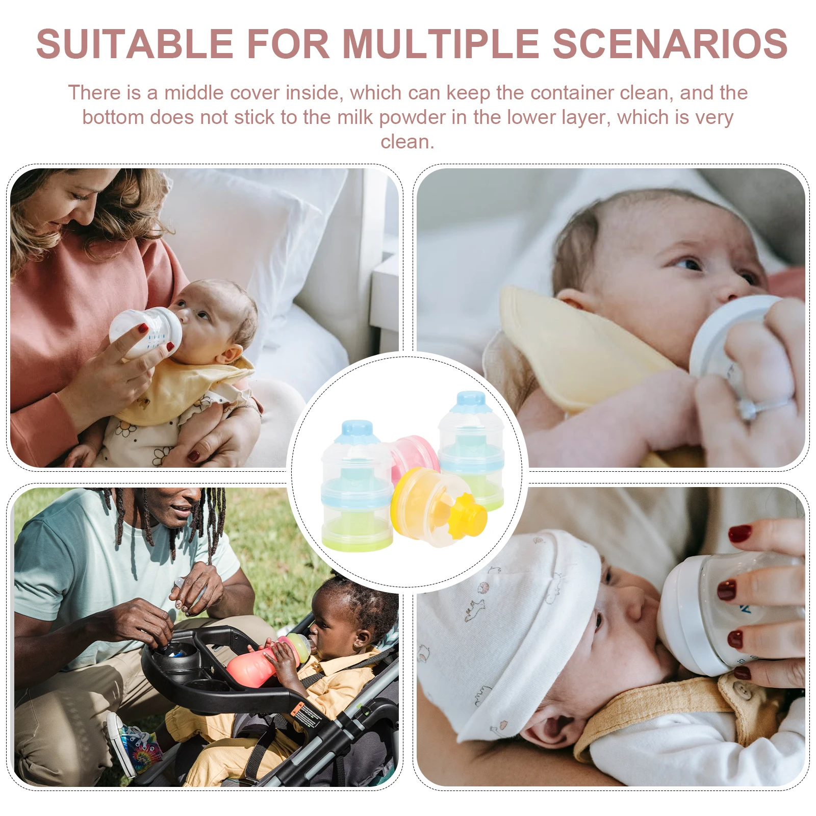 

2 pcs Baby Formula Container Milk Powder Box Storage Dispenser Portable 3Layers Design PP Material Travel Snack Organizer