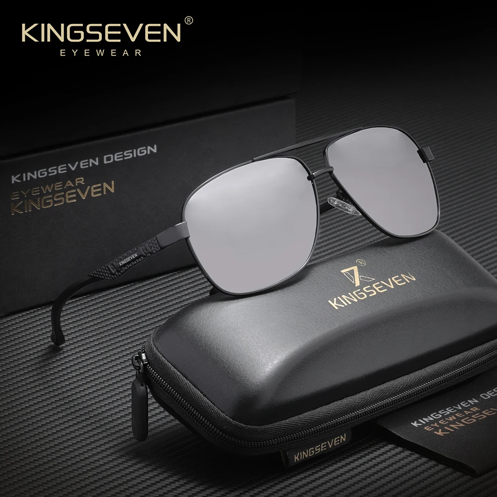 KINGSEVEN سبيكة الذكور النظارات الشمسية المضادة للوهج إطار كبير نظارات الرجال النساء UV400 الاستقطاب نظارات واقية القيادة نظارات