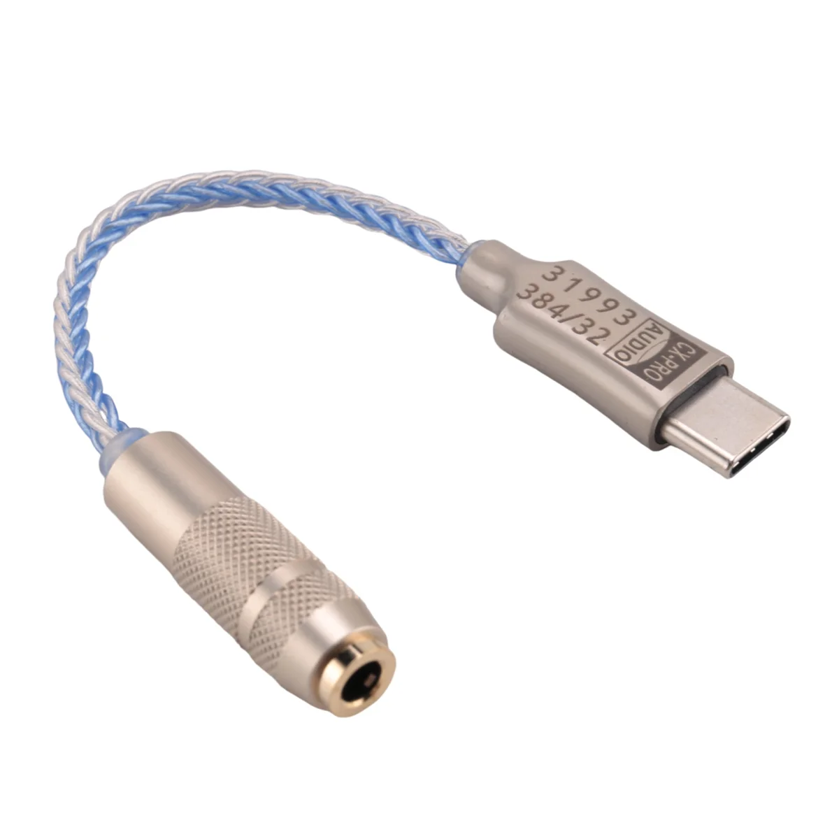 CX31993 Wzmacniacz słuchawkowy USB typu C DAC niebieski z wyjściem 3,5 mm SNR128DB PCM 32B/384KHz dla Android Windows10 Połączenia telefoniczne