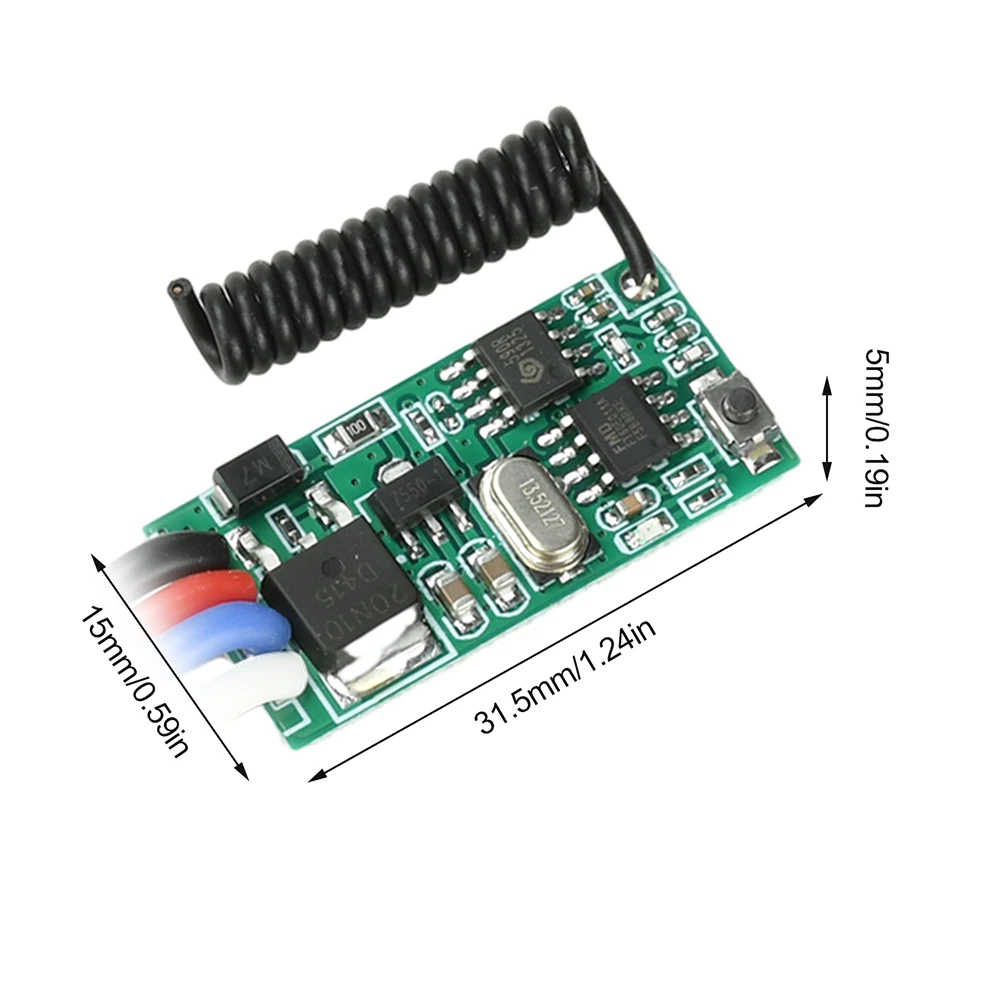 Wireless 433 Mhz DC 3.6V-24V 2A Remote Control Switch Module 1 CH RF Relay Receiver LED Self-Lock Controller Home Supply