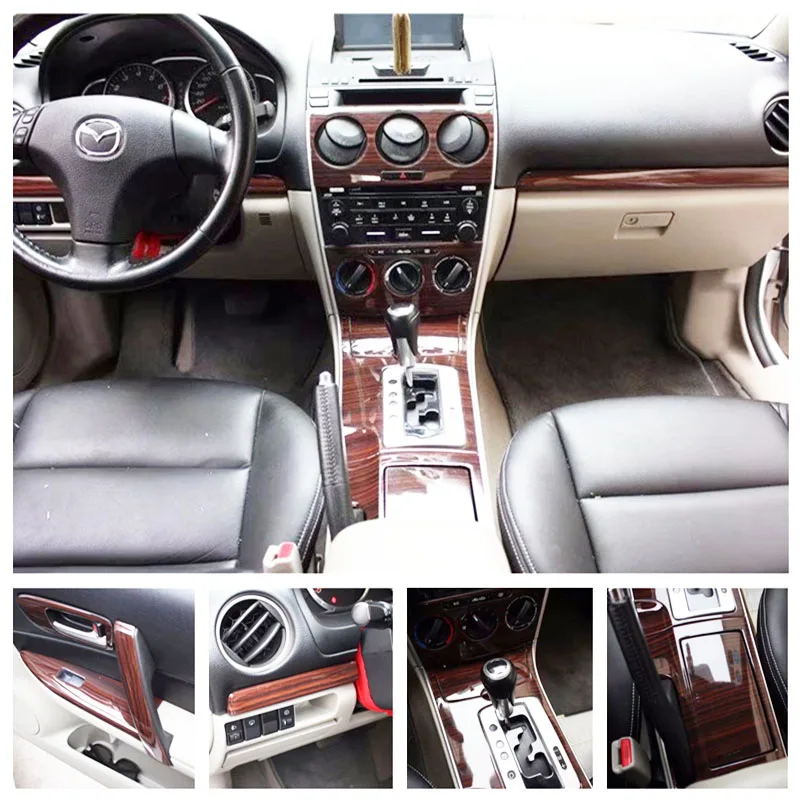 

Для Mazda 6 2006-2015, деревянный цвет, АБС-пластик, хромированный внутренний кондиционер, чехол на руль, автомобильные аксессуары