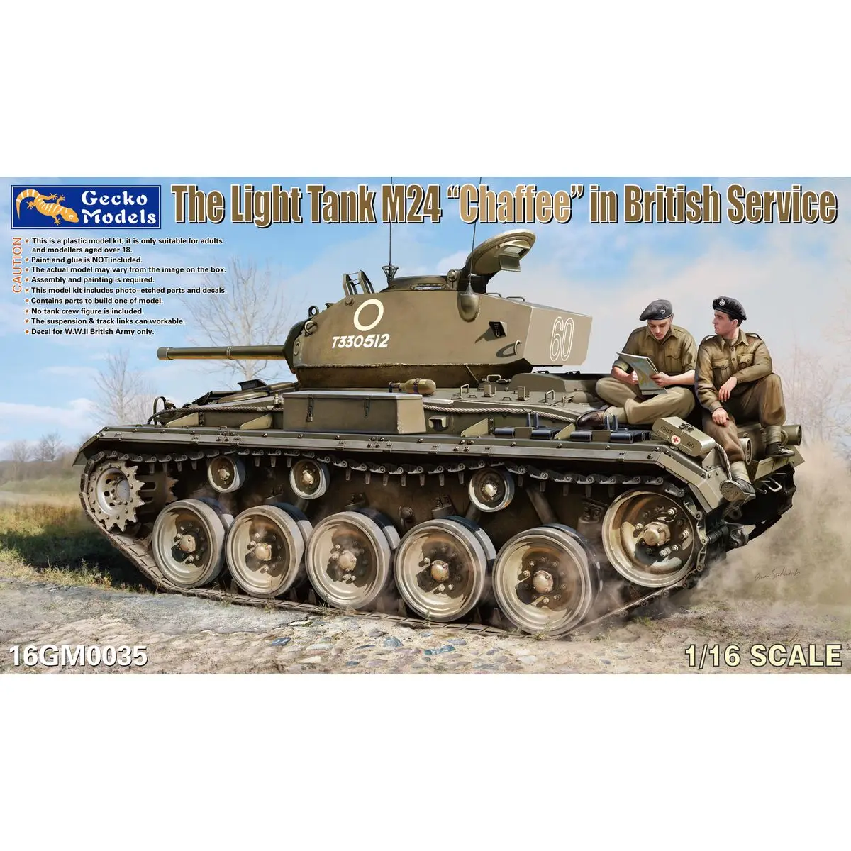 Gecko Models 16GM0035, schaalmodel van de lichte tank M24 "Chaffee" in Britse dienst, schaal 1/16.
