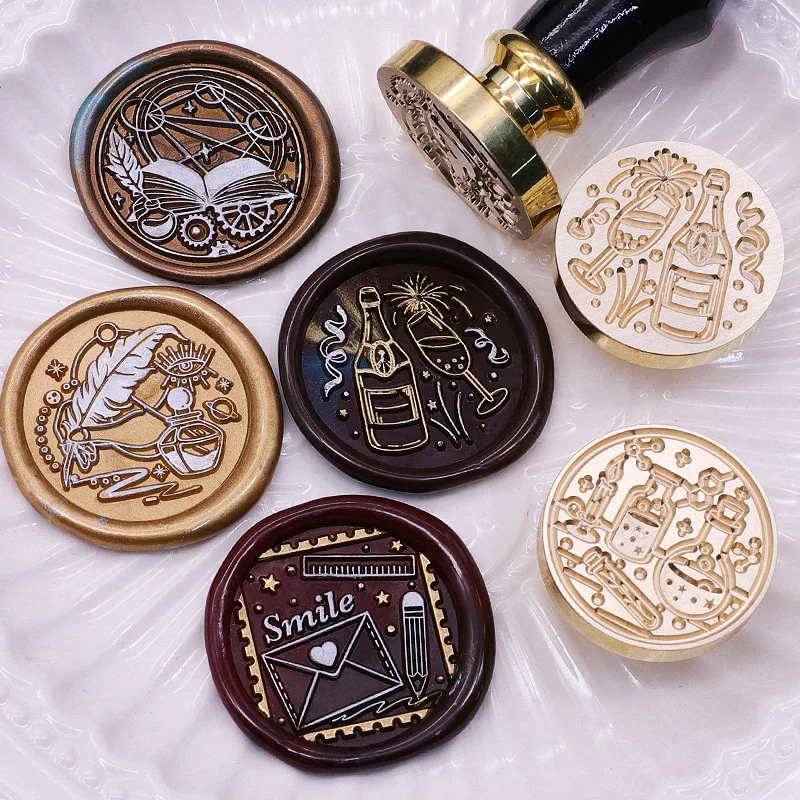 Brass Wax Seal Stamp Diy Fire Lacquer Greetings Gaisy Graduation Child Season Feather Seal Wedding  Invitation Sealing Wax Stamp