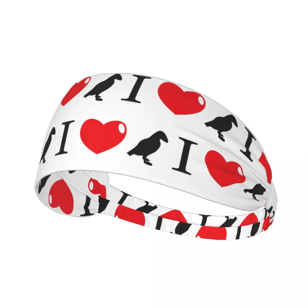 

I Heart Love Puffins Men Women Headband Wicking Moisture Sports Sweatband for Gym Yoga Running