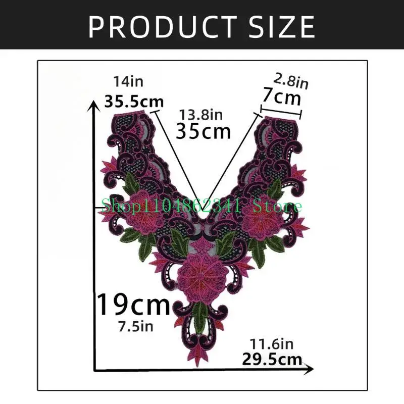 

652F Lace Flower Appliques Women's Wedding Dress Collar Elegant Embroidery Lace for Personality Clothing Styles
