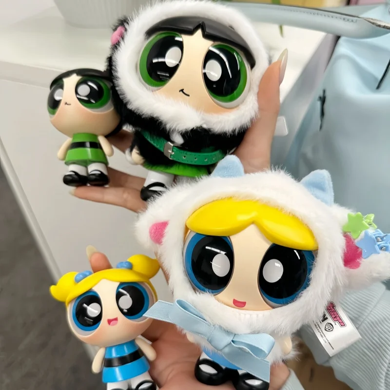 Kotak Buta Seri Jubah Anak Perempuan Powerpuff Asli Pengiriman Cepat Gantungan Kunci Boneka Plastik Hadiah Patung Mainan Trendi Indah dan Lucu