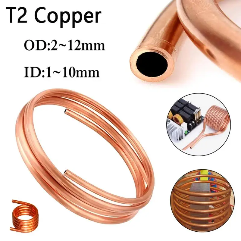 Long 1meter Pure Coppers Wire Pipe Soft Tube ID 1/2/3/4/5/6/7/8/9/10mm OD2/3/4/5/6/8/10/12mm Airs Conditioner Cooling DIY Crafts