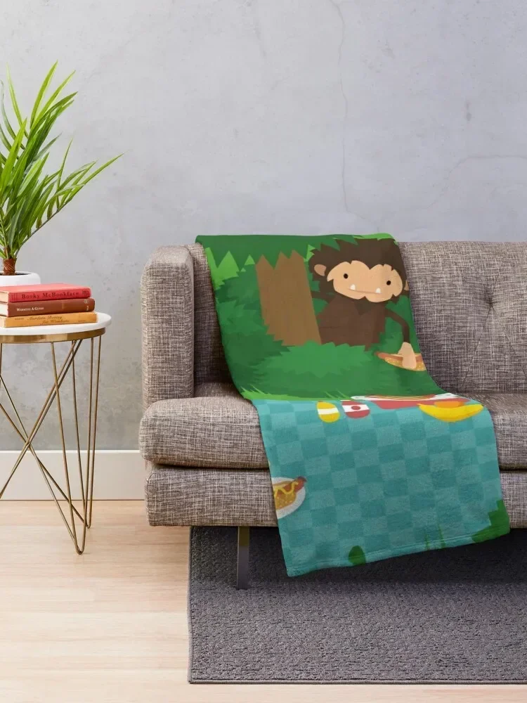 Sneaky Sasquatch Picnic Throw Blanket Camping Hairy For Sofa Thin Bed Blankets