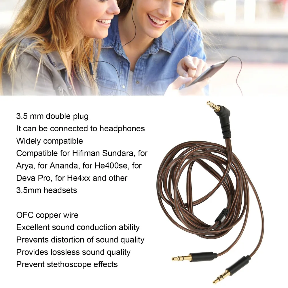 Male 3.5mm to Dual 3.5mm Jack Male Cord Plug and Play 1.2m OFC Core Headphone Upgrade Cable for Hifiman Sundara / Arya/ Ananda