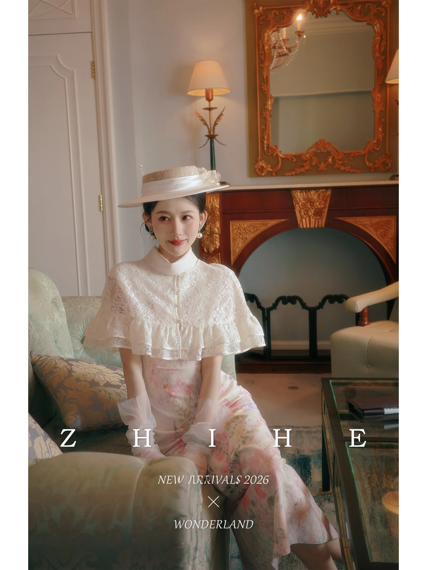 

Chen ng Miss Design Print Dr High Cotton Lace awl Mid-Length Floral Patterned Slim-Fit French Sle Summer D...