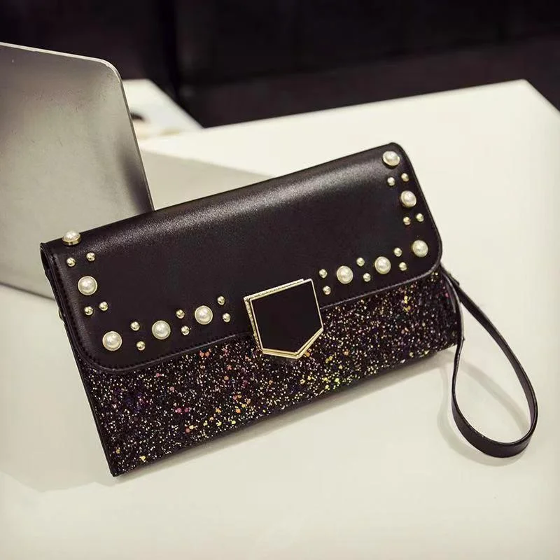 

Envelope Crossbody Bag Women Birthday Party Evening Clutch Bags Fashion Sequin Leather Handbags Luxury Ladies Clutch Purses
