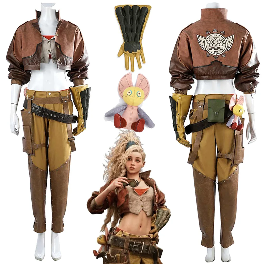 Game Hunter Of Monster Wilds Gemma Cosplay Costume Jacket Waistbag Doll Set Halloween Party Uniform Carnival Role Play Suits