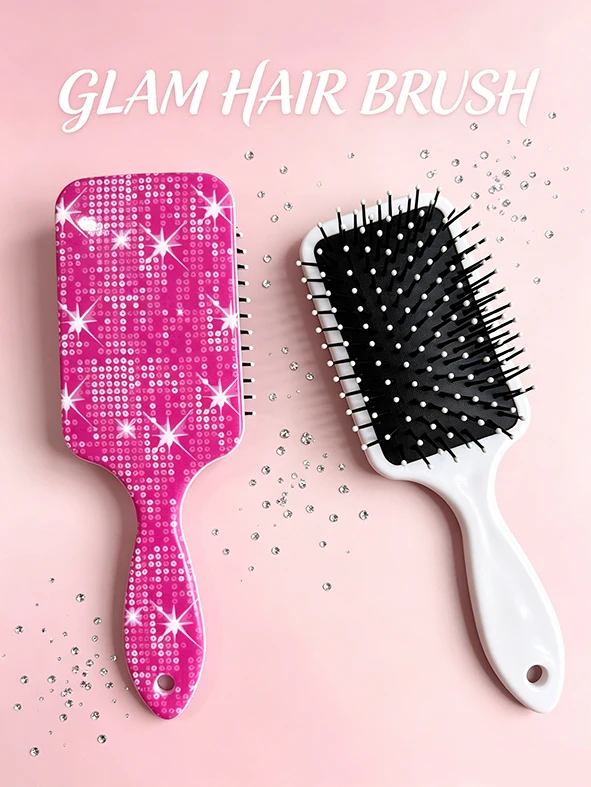 1-Piece Large-Sized Full-Print Air Cushion Comb, Vibrant Color Massage Comb, Suitable for Hair Styling, Curly and Straight Hair