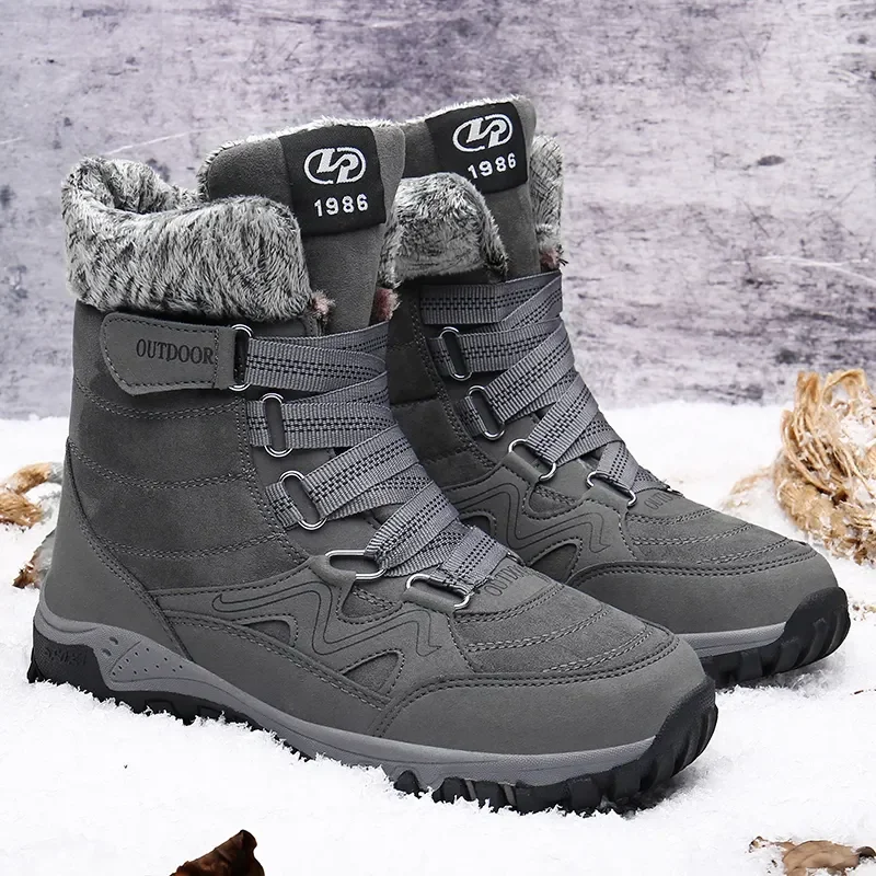 Botas de nieve de felpa para hombre, botines cálidos de talla grande, impermeables, antideslizantes, para exteriores, senderismo, trabajo, Invierno