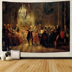 Retro oil painting big tapestry wall hanging bohemian background wall cloth bed sheet sofa blanket home room wall decoration