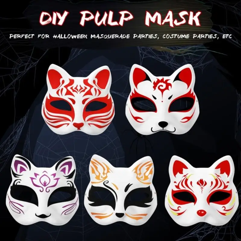 39bd masque mascarade Masque Halloween Party Mask Foxes Masque Masque à chat anime peint à main