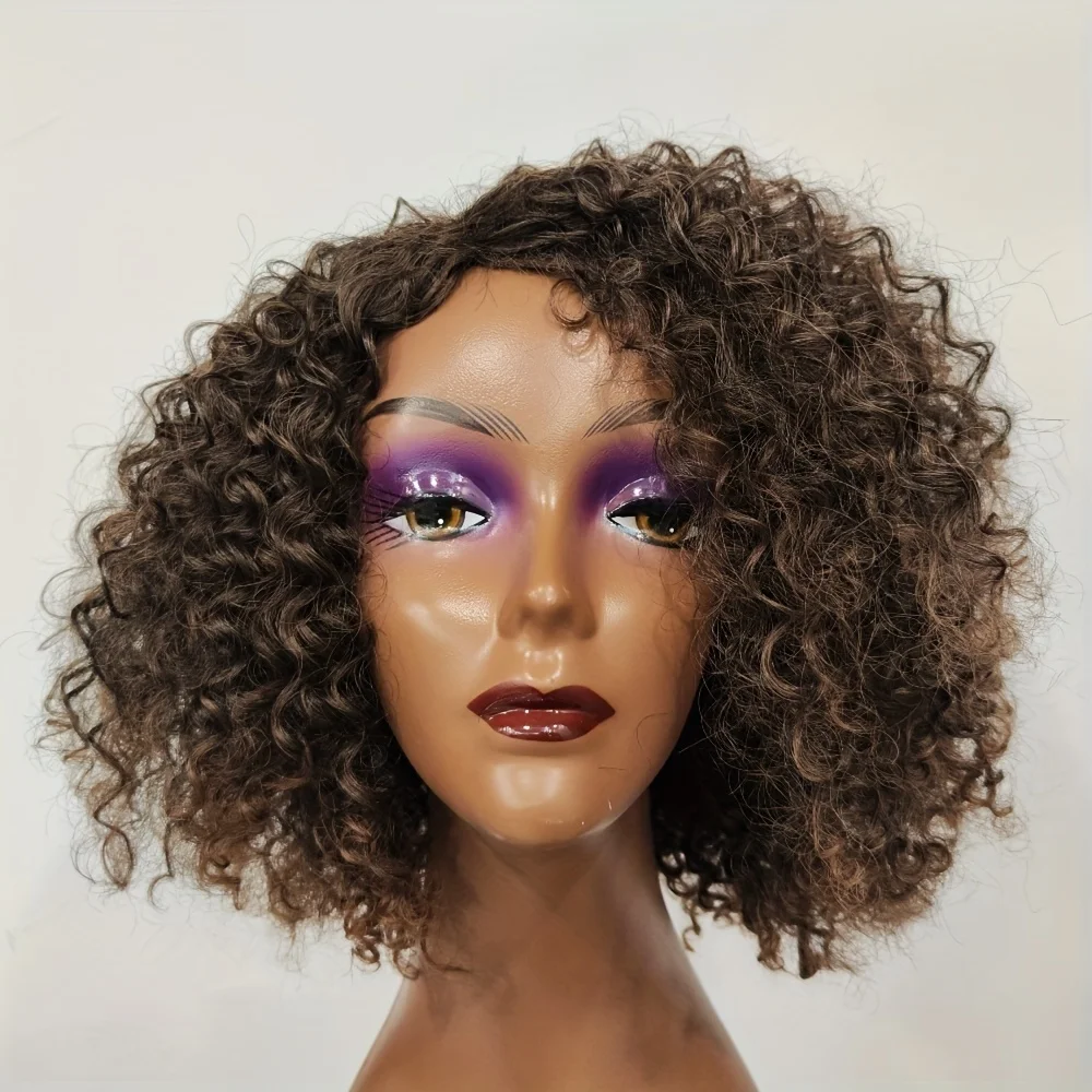 Kinky Curly Wig Side Part Short Curly Hair Synthetic Hair Cosplay Femme Womens Wigs Sale Burgundy Wig Side Part