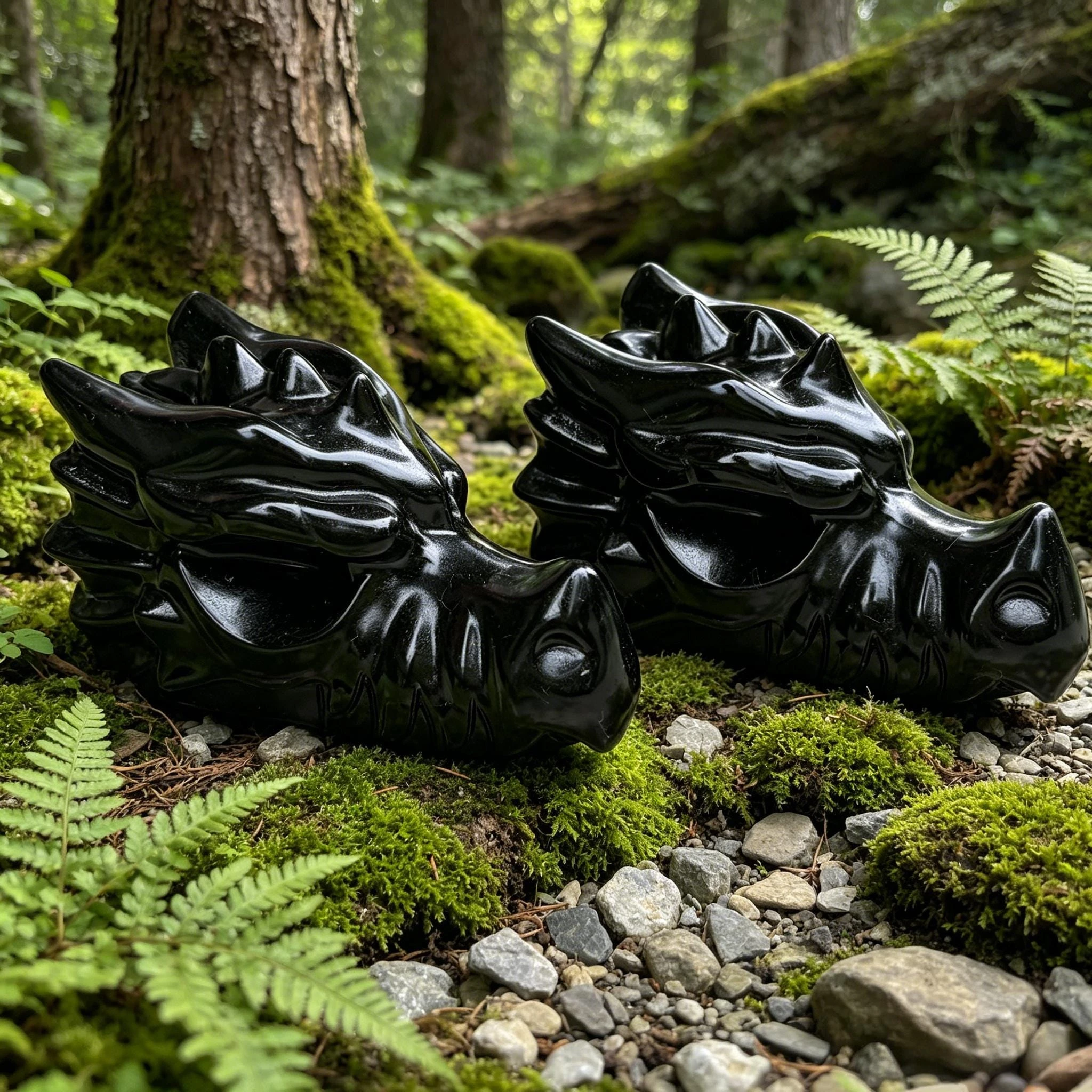 Natural Black Obsidian Dragon Skull Carving Hand Carved Gemstone Fantasy Creature Figurine Reiki Healing Gothic Home Decor Gift view 5