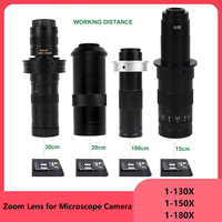 Adjustable Magnification 130X 150X 180X 42/50mm Microscope Lens Zoom C Mount Lens For HDMI VGA USB Digital Microscope Camera