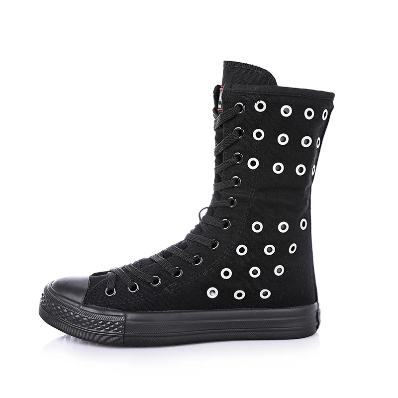 New high-top casual shoes women\'s breathable perforated canvas shoes women\'s flat casual shoes women\'s all-match shoes women