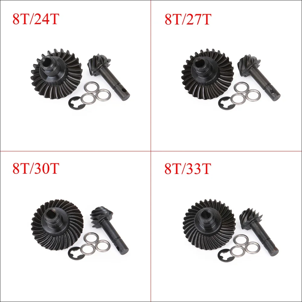 Metal 8T/24T/27T/30T/33T Bevel Gear Set Overdrive for 1/10 RC Crawler Axial SCX10 II 90046 AR44 Axle Portal Spare Upgrade Parts