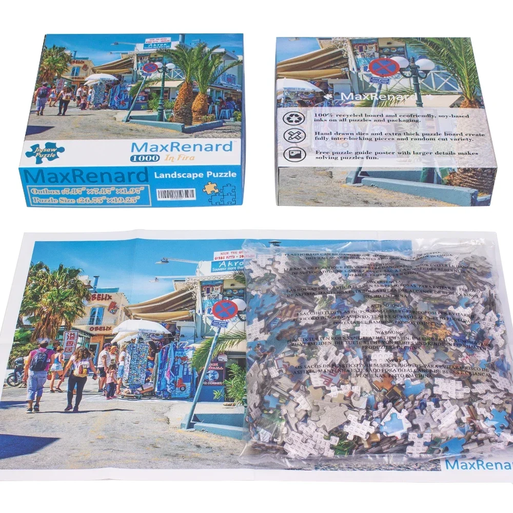 1000 sztuk Puzzle Jigsaw do gry dla dorosłych krajobraz Fira miasto dekoracja na ścianę domu gra rodzinna prezent