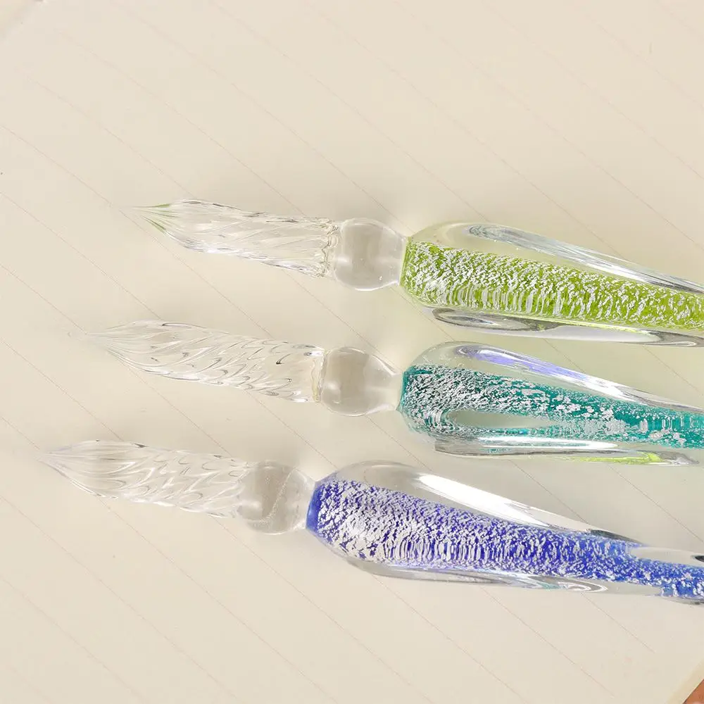 1PC Glass Drip Fountain Pen Vintage Glass Dip Dipping Pen Signature Art Filling Ink Fountain Pens Crystal Writing Dip Pens