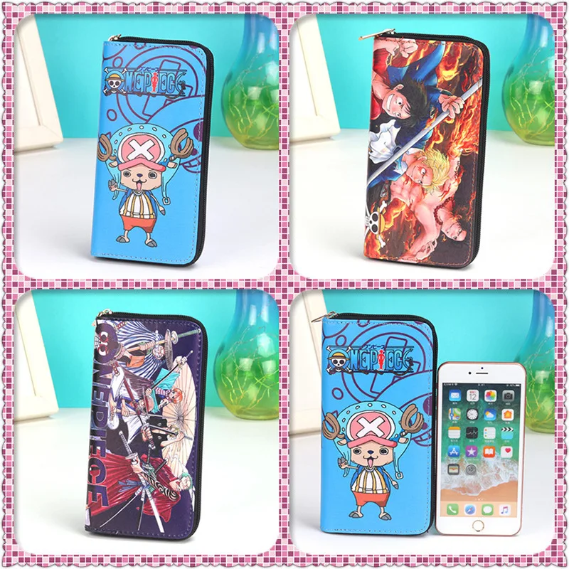 One Piece Luffy Wallet Cardholder Coin Purses Clutch Phone Credit Card Holder Men Luxury Large Capacity Leather Bag with Zipper