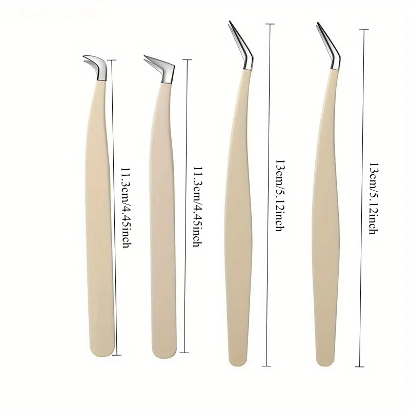 1/4 stücke Edelstahl Falsche Wimpern Pinzette Hohe Präzision Clip Verlängerung Pinzette Geeignet Für Anfänger Make-Up-Tools