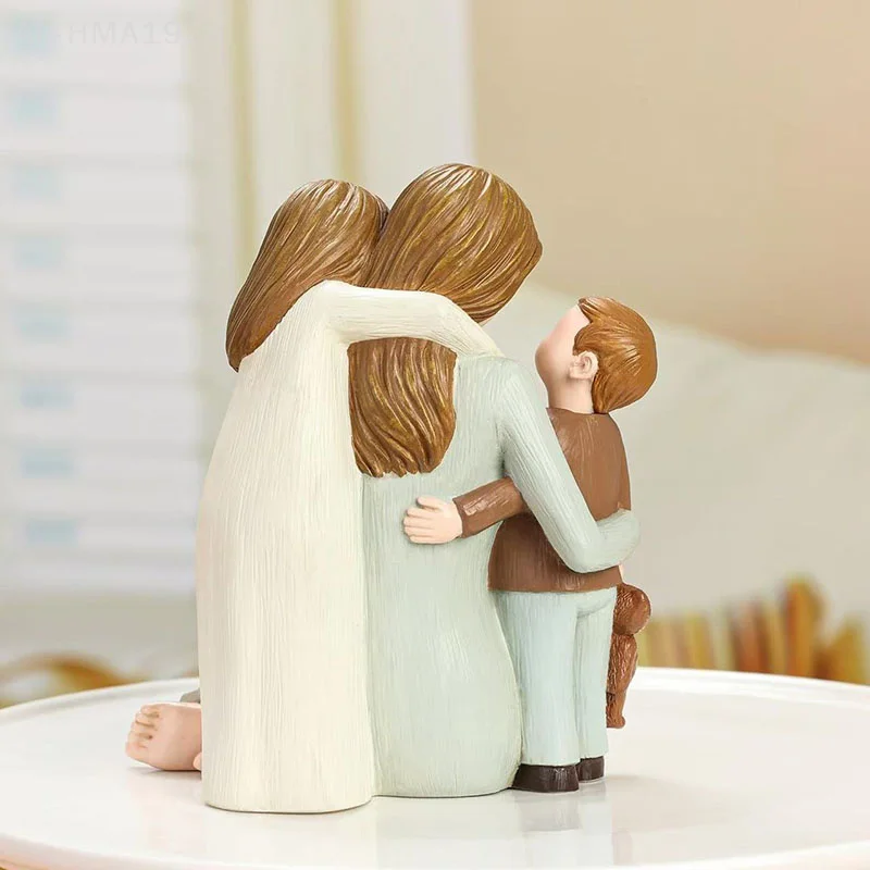 Mother And Two Children Figure Resin Statue Warm Affection Home Decoration Mother's Day Gift Small Ornaments