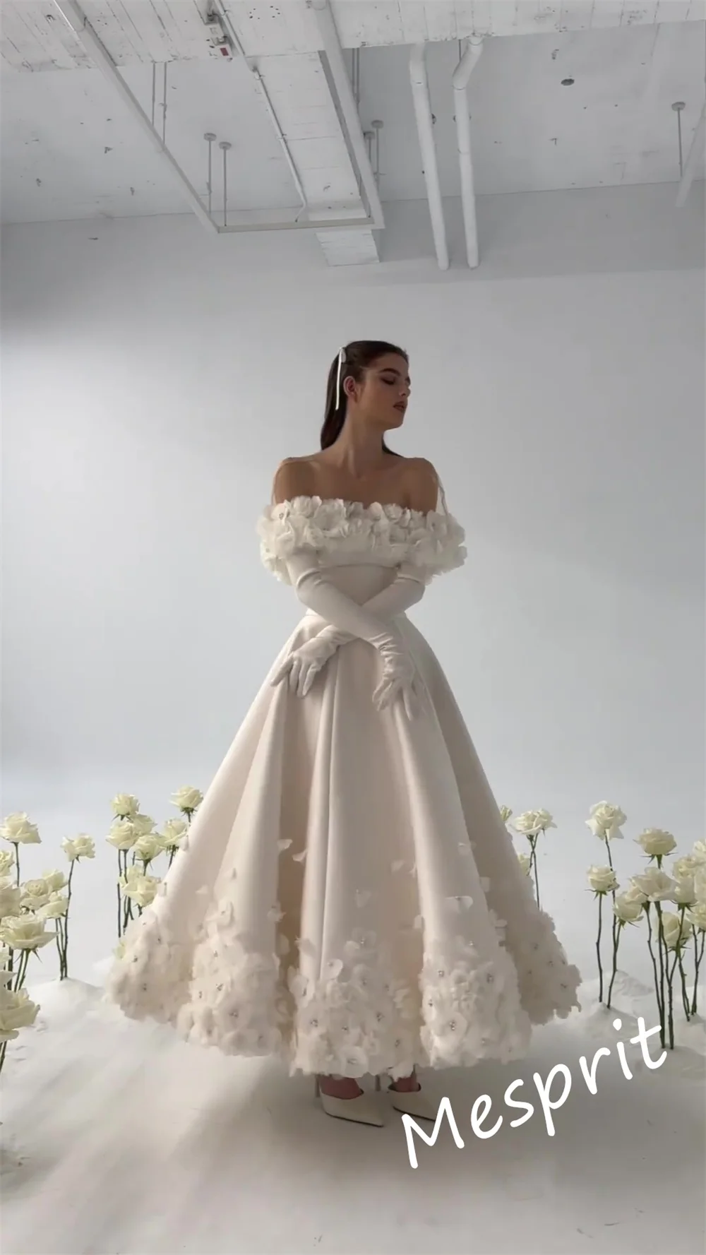 Charmeuse-vestido Midi de quinceañera con apliques, hombros descubiertos, a medida, para ocasiones