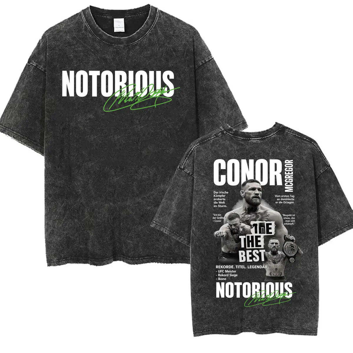 Vintage Washed Conor McGregor The Notorious Fan Gifts T Shirt Men Women Fashion High Street T-shirts Summer Tops O-Neck T Shirts