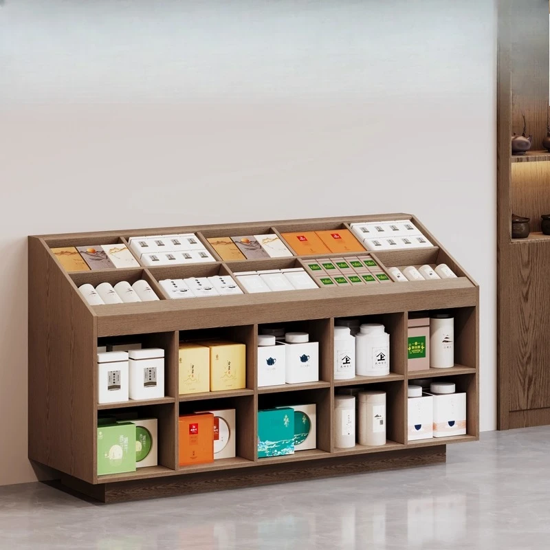 حامل عرض جداري مشطوف، خزانة شاي، خزانة عرض هدية، خزانة عرض متجر مريحة للوجبات الخفيفة في السوبر ماركت