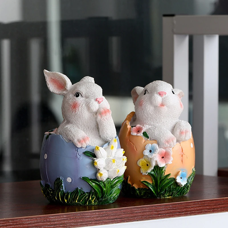 

Easter Bunny Resin Statue Cartoon Rabbit Egg Statue Figurine For Indoor Outdoor Decor Versatile Room Ornament Festival Gift