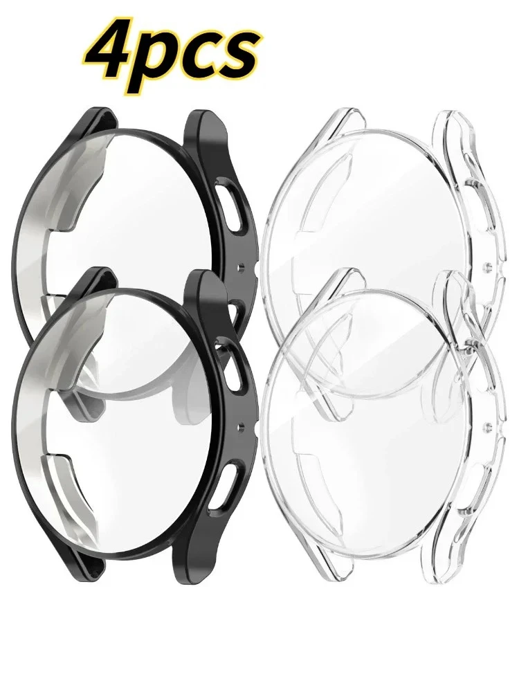 1–4 Stück TPU-Hülle für Samsung Galaxy Watch 7, 4, 5, 6, 40 mm, 44 mm, Schutzabdeckung, Abdeckung, Silikon-Stoßstange, Bildschirmschutz, Zubehör